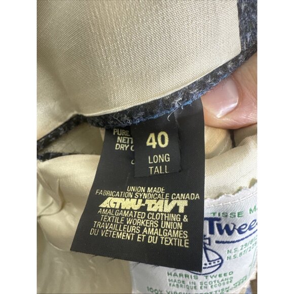 Vintage Harris Tweed The Bay Blazer 40L Tall Wool Sport Coat Scottish Gray - Picture 8 of 8